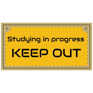 Cedar Wood Studying in Progress Sign: Student Room Decor
