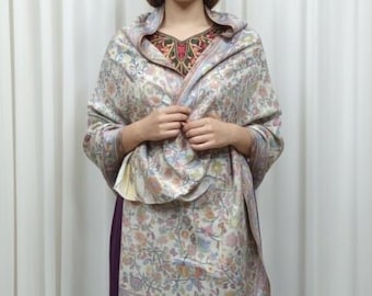 Chal de pashmina kani tejido a mano de lujo: chal de lana de Cachemira