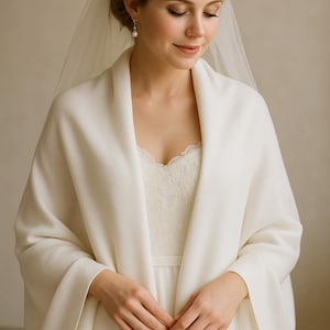 White Bridal Pashmina: Soft Wool Blend Wedding Wrap