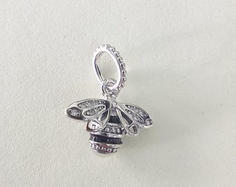PANDORA Sterling Silver sparkling queen bee pendant Charm ALE 925
