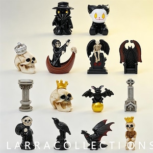 Halloween Mini Resin Figurine Set Gothic Tiny Desktop Decor Ornament Accessories