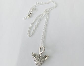 Pandora Sterling Silver Heart Angel Wings Necklace 45CM