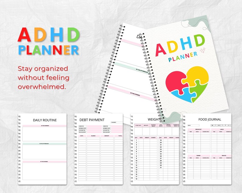 ADHD Planner Printable | Digital Download PDF | Daily Routine, Brain ...