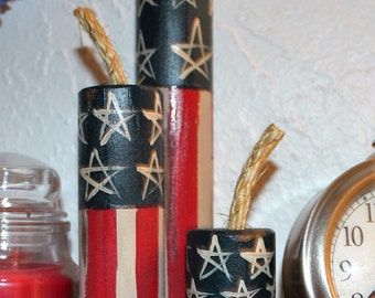 Firecrackers Medium Size Wood - Handmade - Primitive Decor -Americana