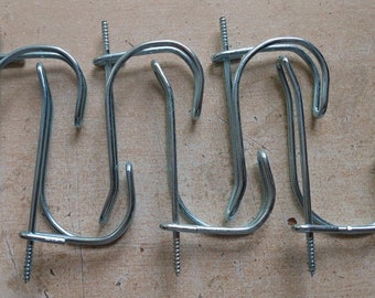 6 Wire Coat Hooks ( 6 ) Hat Hook, Zinc Coating, NEW