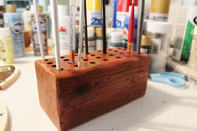 Wood Paint Brush Holder Art Organizer Pen Holder Colored Etsy