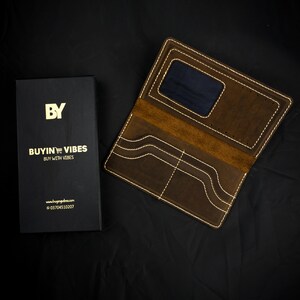 Cartera de viaje de cuero hecha a mano, porta pasaporte de gamuza fina, billetera larga minimalista para hombres y mujeres, regalo rústico marrón