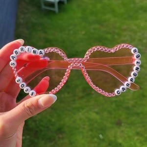 Pink Sabrina Carpenter Beaded Heart Glasses