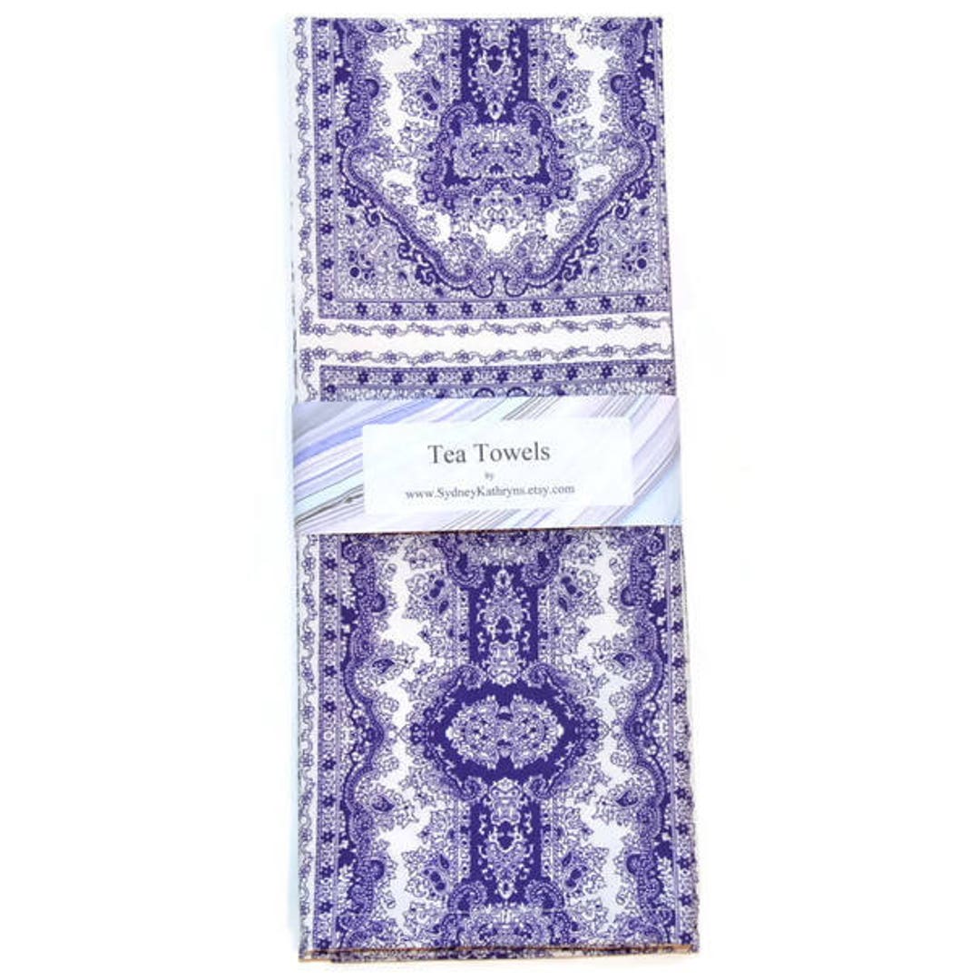 Tea Towels, Blue and White, Dish Towels, Set of 2, Decorative Kitchen