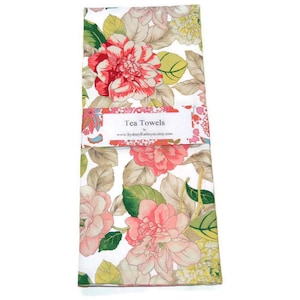 Tea Towels, Romantic Tea Towels Dish Towels, Decorative Kitchen Towels, Pink Floral Tea Towels, Hand Towels, Shabby Towels
