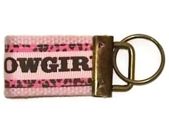Mini-Pink Cowgirl Key Fob, Key Chain, Wristlet