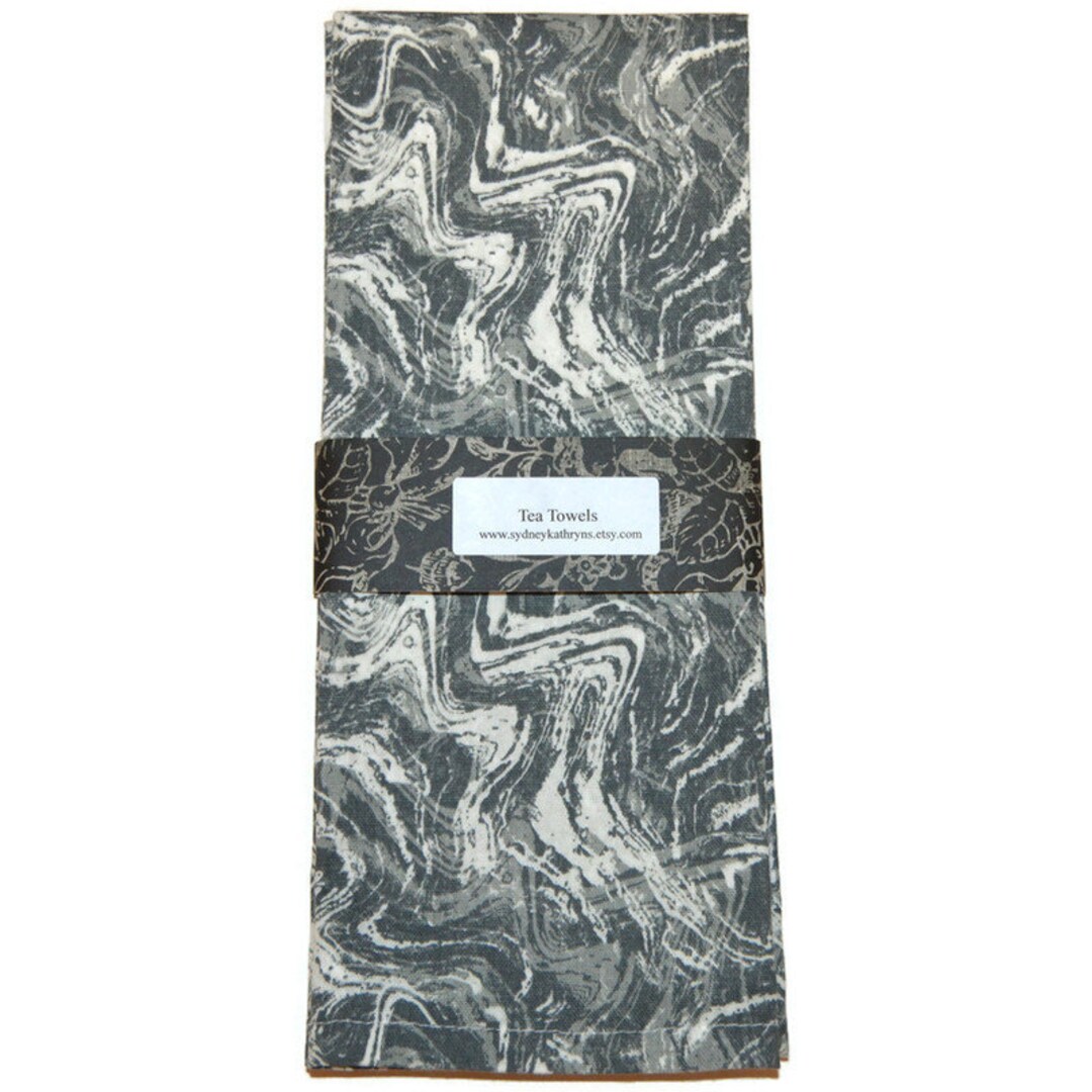 Tea Towels Grey and White Teatowels Charcoal Gray Tea Etsy