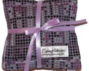 Lavender Sachet Gray, Purple and Black 100 Percent Cotton, Set of 3