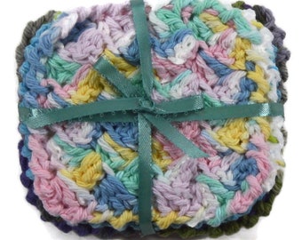 Hand Crocheted Mini-Dish Cloths, Scrubbies, Face Scrubbers, Reusable Wet Wipes, Coasters