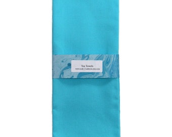 Theedoeken, Aqua en witte theedoeken, set van 2 blauwe theedoeken, decoratieve theedoeken, blauwe theedoeken