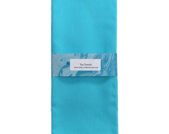 Tea Towels, Aqua and White Dish Towels, Set of 2 Blue Tea Towels, Decorative Kitchen Towels, Blue Kitchen Hand Towels