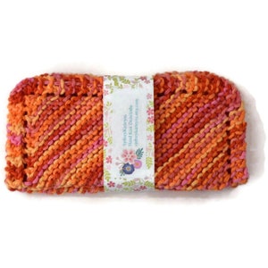 Hand Knit Dish Cloths, Knitted Dishcloths, Pink and Orange, Pink Dishcloths, Pink  Knit Dish Cloths, Knit Washcloths, Hand Knit Spa Cloths