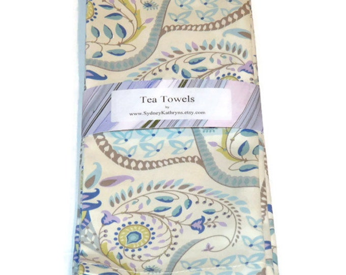 Tea Towels Blue and White Teatowels Blue Vine and Swirls Tea Etsy