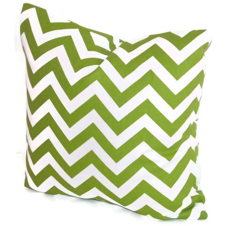 Premier Prints Zig Zag in Lime Green and White Chevron Pillow Cover 18 X 18 Throw Pillow, Cushion Cover, Home Decor image 2