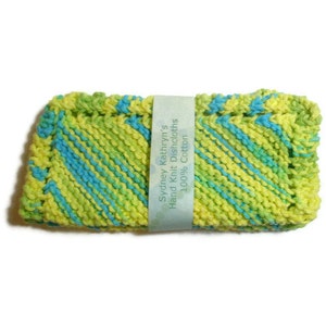 Hand Knit Dish Cloths, Knitted Dishcloths, Knitted Dish Rags, Knit DishRags, Knitted Dish Cloths,Set of 2, Summer Splash