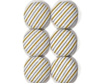 Pushpins/ Fabric Covered Thumbtacks, Silver and Gold Stripe Thumbtacks, Silver and Gold Pushpins,  Push Pins, Silver and Gold Push Pins