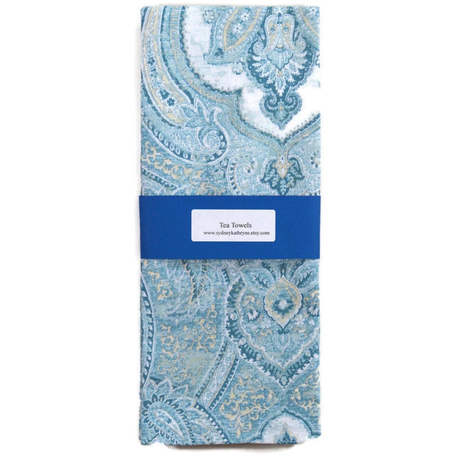 Tea Towels, Blue and White Teatowels, Blue Paisley Tea Towels, Set of 2