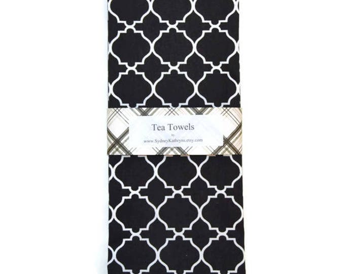 Tea Towels Black and White Dish Towels Set of 2 Decorative Etsy