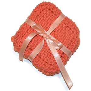 Pumpkin, Shades of Orange, Mini-Hand Knit Dish Cloths, Scrubbies, Face Scrubbers, Reusable Wet Wipes, Coasters