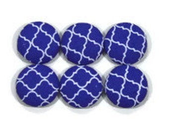 Pushpins/ Fabric Covered Thumbtacks, Blue and White Thumbtacks