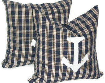 Náutica, Anclas, Par de fundas de almohada, 18" x 18", Decoración del hogar, Almohada decorativa