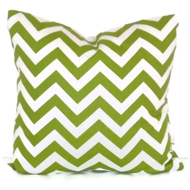 Premier Prints Zig Zag in Lime Green and White Chevron Pillow Cover 18 X 18 Throw Pillow, Cushion Cover, Home Decor image 1