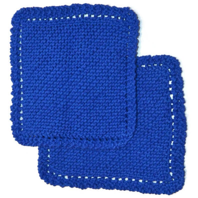 Hand Knit Dish Cloth Set of 2 Cobalt Blue Dishclothsdazzle Etsy
