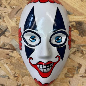 Handmade Ceramic Clown Mask: Wall Decoration Sculpture