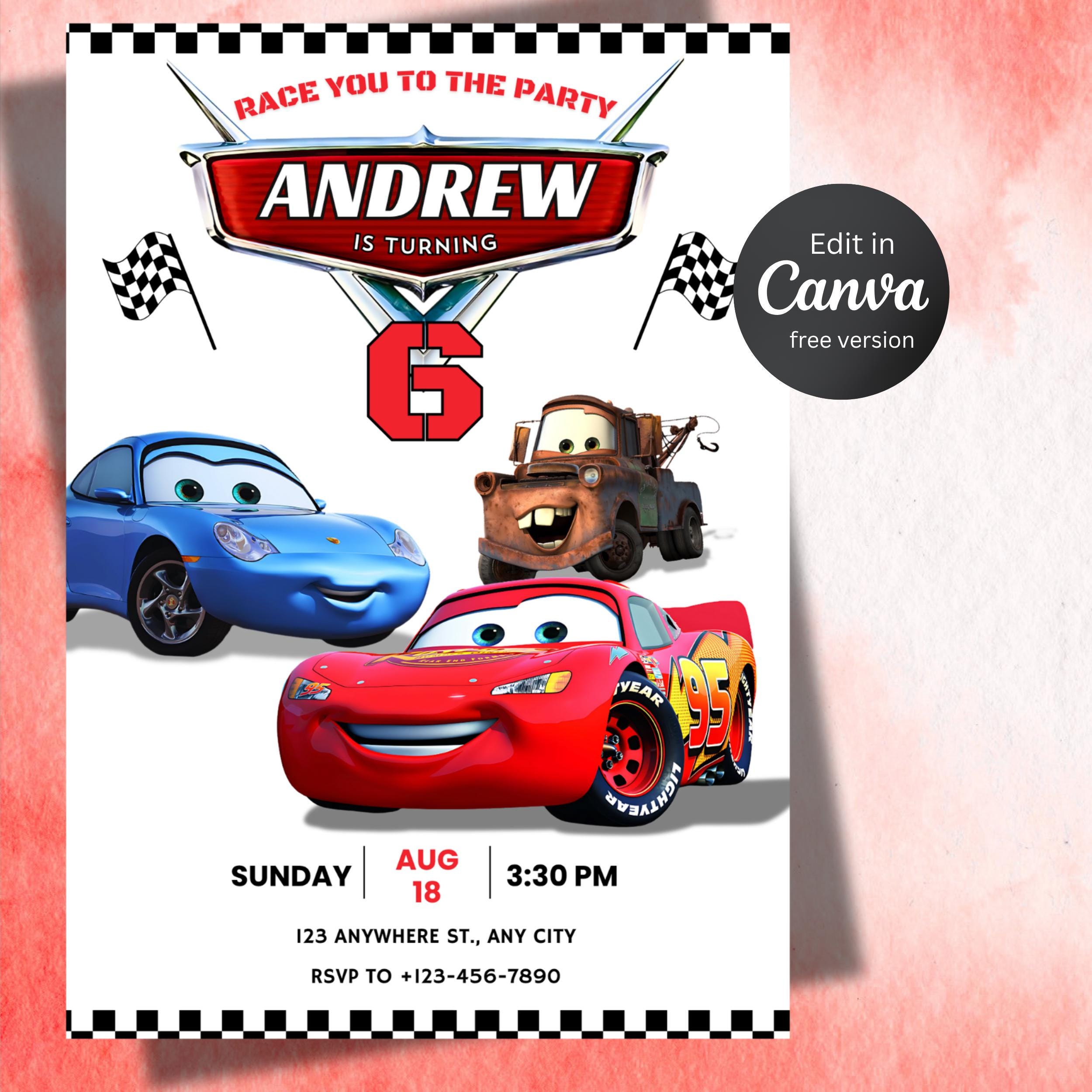 Cars 2006 Movies Anywhere Cars 1 Full Movie In English Lightning Mcqueen  Birthday Invitation: Cars Movie, image size:2500x2500