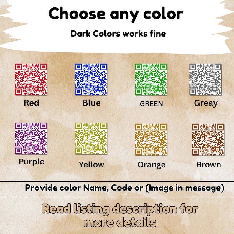 Customizable QR Code: Multiple Sizes & Colors (digital Download) - Etsy