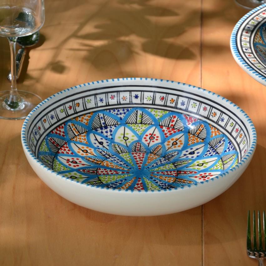 Service à Couscous Bakir Bleu 6 Personnes - Assiettes, Cocotte Et Plat Tebsi Inclus - 7