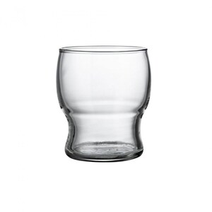 Peut inclure: Un verre à boire en verre transparent avec un design unique légèrement évasé. Le verre a un fond arrondi et une large ouverture.
