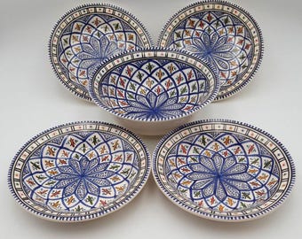 Bakir blue couscous serving set with deep plates - serves 4