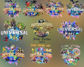Paquete de imágenes prediseñadas de Universal Studios: Vacaciones familiares PNG (descarga digital)