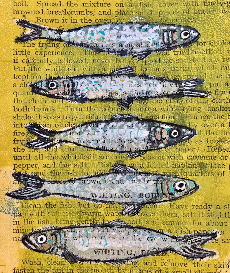 Sardine Fish Print Food Art Sardines Illustration Etsy