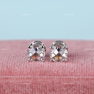 Round Rose Cut Moissanite Earring 5 mm Each Rose Cut Round Moissanite Stud Earring Rose Cut Diamond Earring Gift For Her Earring For Woman