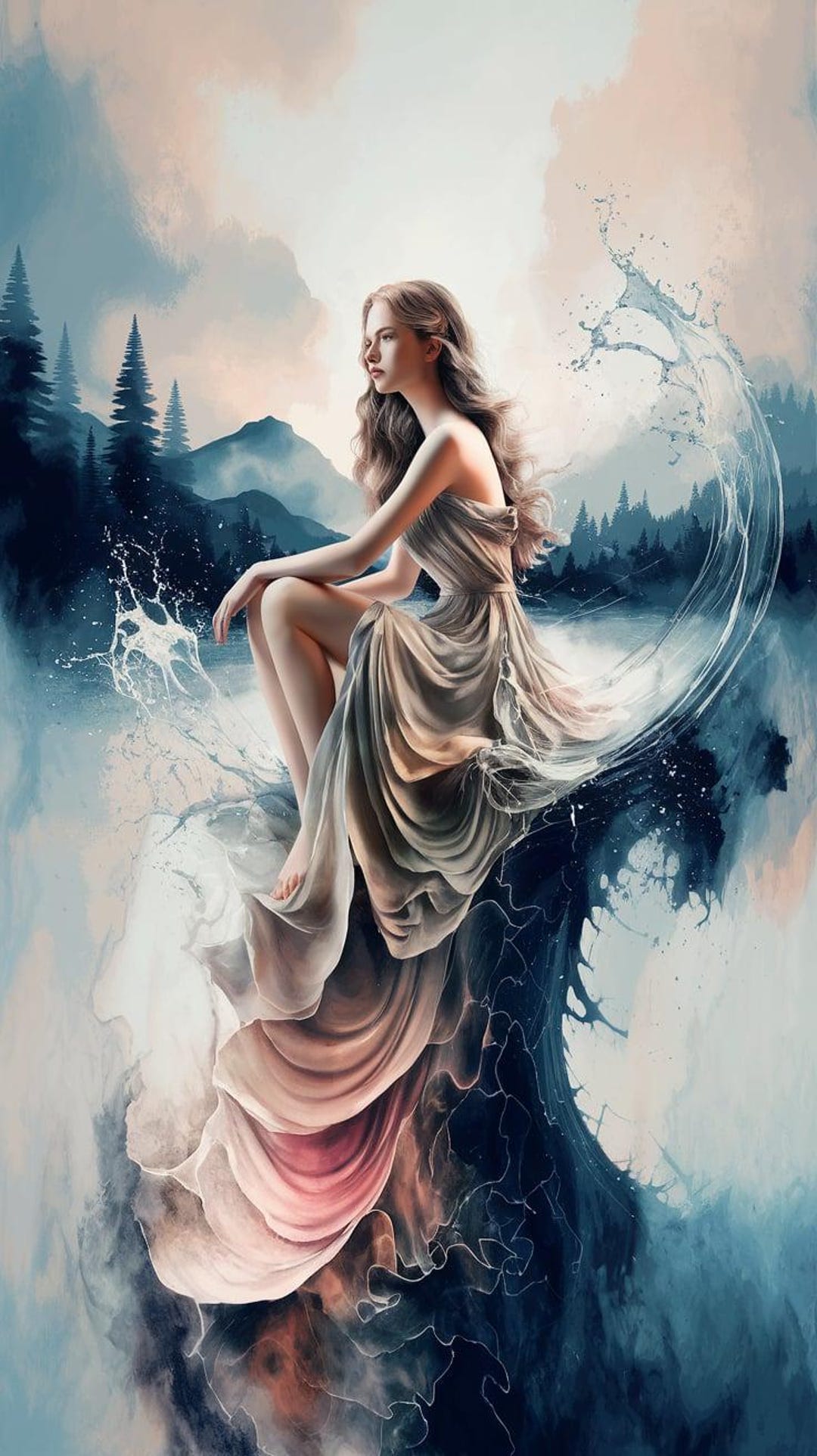 Ethereal Goddess Fantasy Art Digital Download | Dreamy Watercolor ...