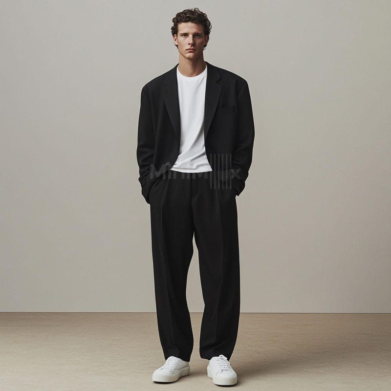 Men’s Korean Style Pants – Loose Fit Casual Cropped Straight Trousers main image 0