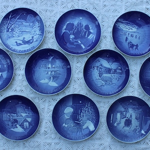 B&G Porcelain Christmas Plates Copenhagen Denmark  full set 1970s