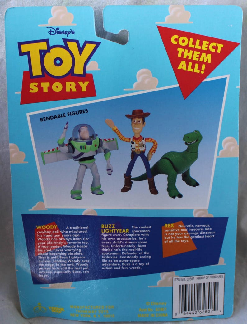 Toy Story Buzz Lightyear Woody Action Figures 1995 on card Thinkway image 8