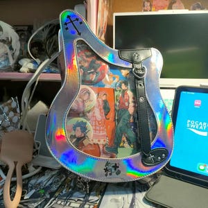 Guitar-Shaped Crossbody Ita Bag, Punk Rock Aesthetic, Clear Window Anime Band Merch Display, J-Fashion, Gothic Lolita, Gift For Her