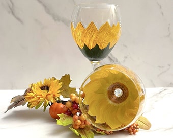 Sunflower (20 oz) Wine Glass Hand Painted