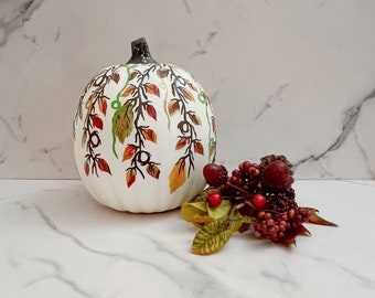 Hand Painted Fall Leaves Pumpkin