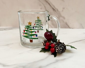 Coffee Mug Hand Painted Christmas Trees