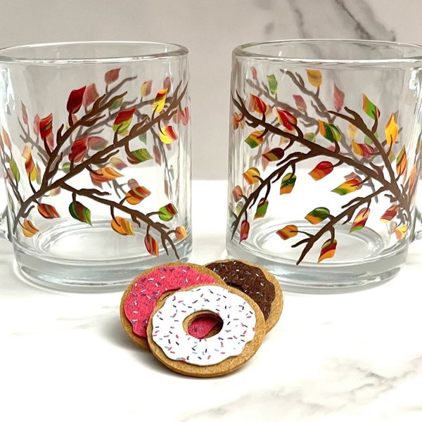 Coffee Mug Hand Painted Autumn Leaves